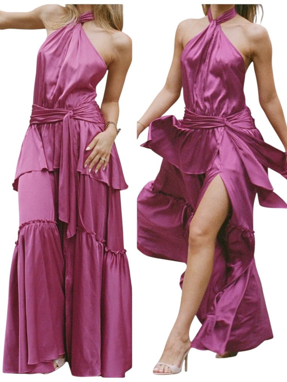Few Moda x Greta Louise Tome Sintra Halter Maxi Dress Magenta NWT Sz 2